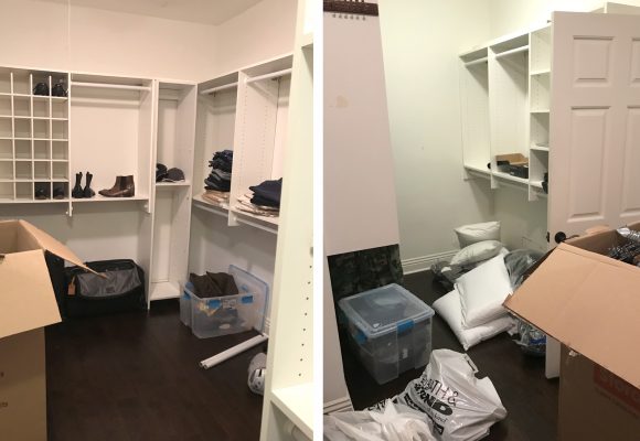 13 Before Closet Organizing master closet unpacking